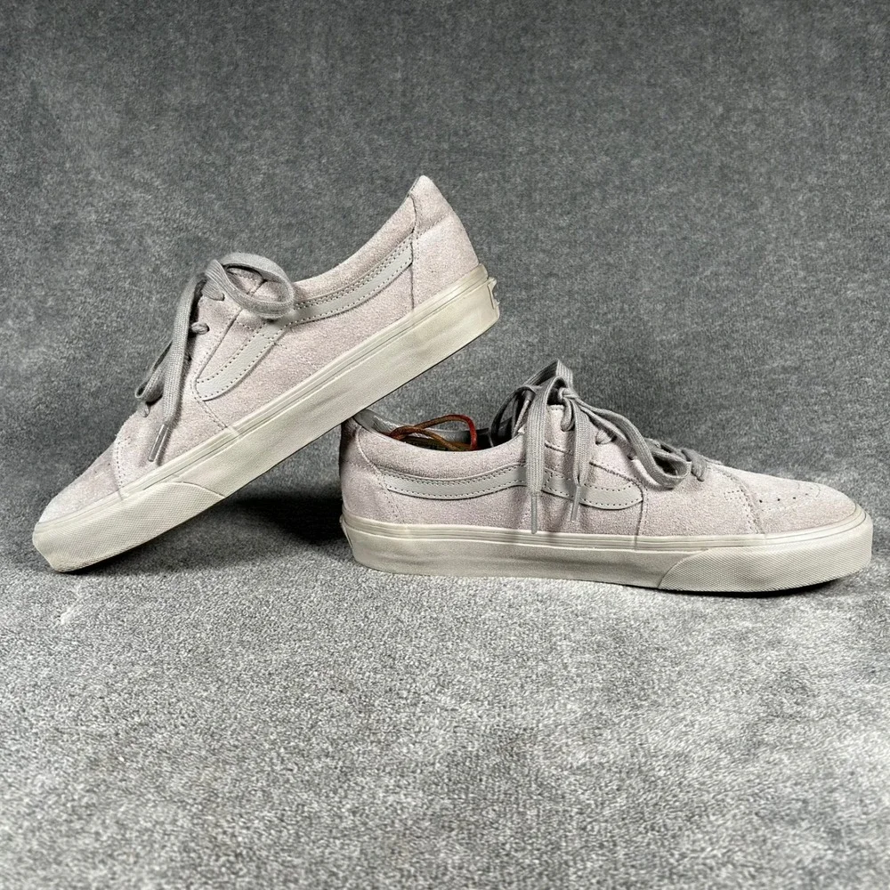 Vans Sk8-Low Grey Suede Monochrome Skate Shoes Mens 10.5 Womens 12